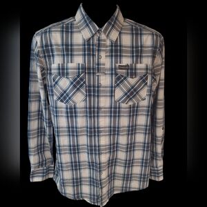 Vintage Style Wrangler Men's Long Sleeve Snap Button Down Shirt Size M